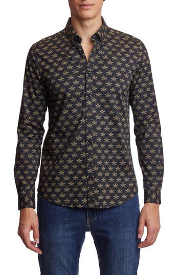 Paisley & Gray Brian Beetle Print Stretch Cotton Dress Shirt