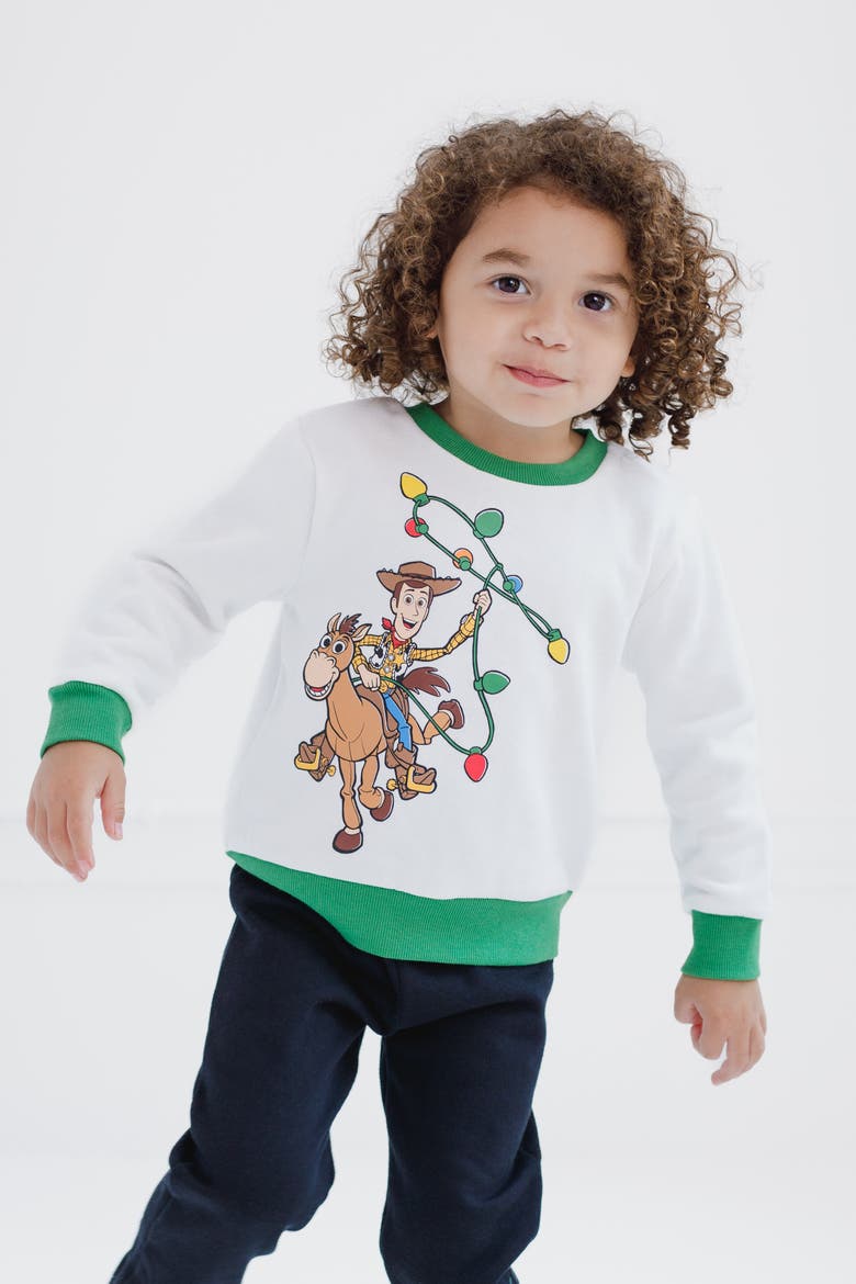 Pixar Holiday 2-Piece Fleece Sweatshirt and Pants Set, Alternate, color, Woody Bullseye Green