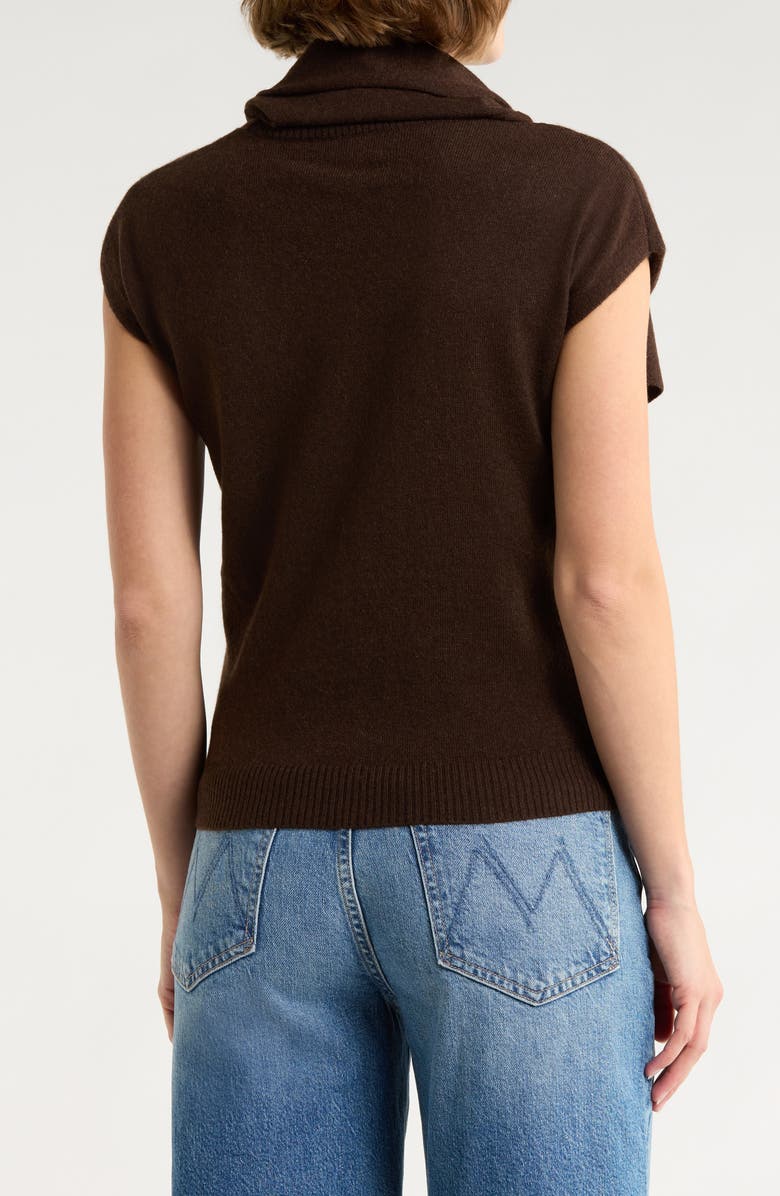 Magaschoni Cashmere Scarf Short Sleeve Sweater, Alternate, color, Midnight Brown