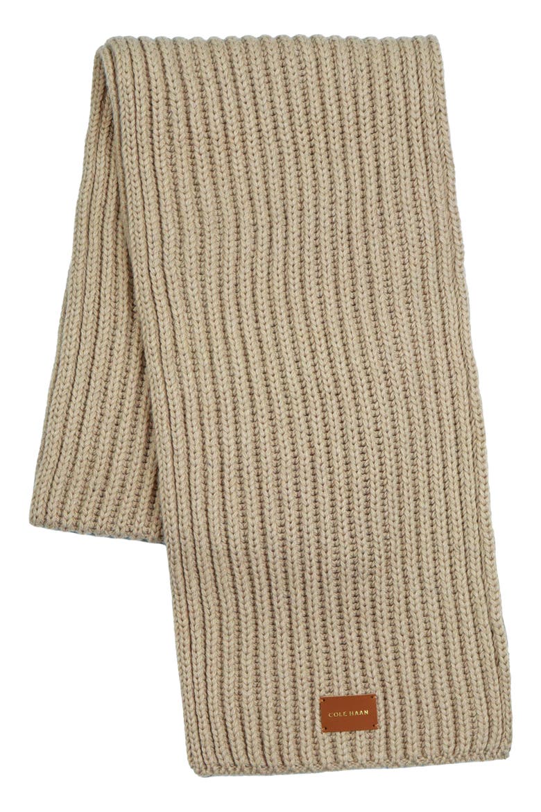 Chunky Knit Scarf, Alternate, color, LIGHT SESAME