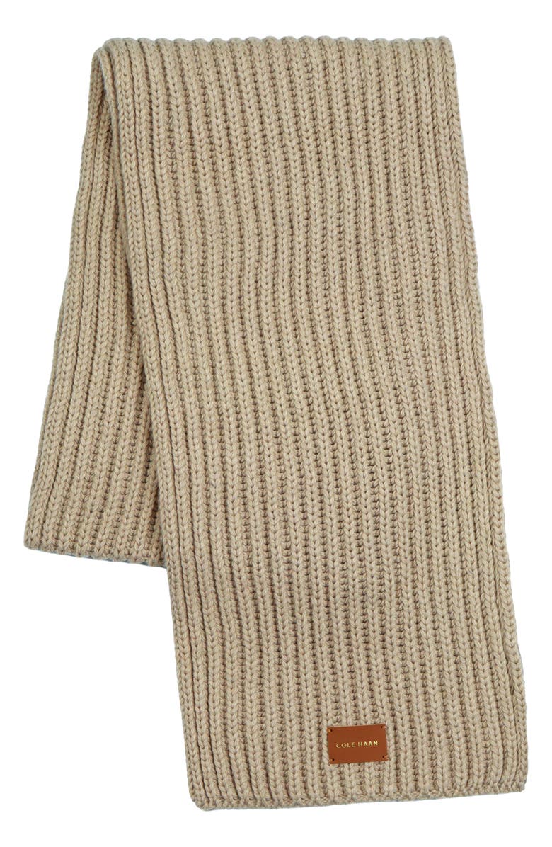 Cole Haan Chunky Knit Scarf, Alternate, color, Light Sesame
