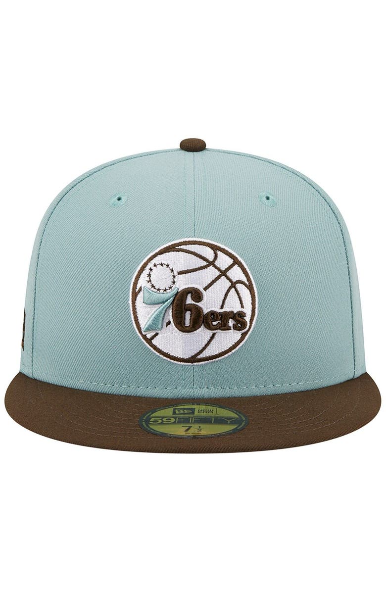 New Era Men's New Era Light Blue/Brown Philadelphia 76ers Two-Tone 59FIFTY Fitted Hat, Alternate, color, Light Blue