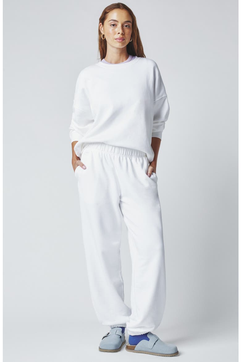 Cotton Blend Boyfriend Joggers, Alternate, color, BRIGHT WHITE