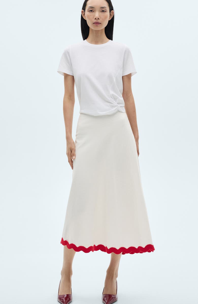 MANGO Contrast Trim Midi Skirt, Alternate, color, 