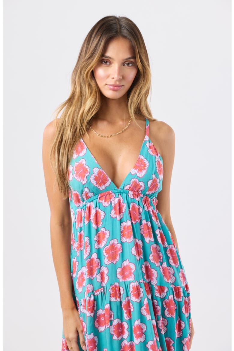 Micah Floral Maxi Dress, Alternate, color, LANAI FLORAL AQUAMARINE