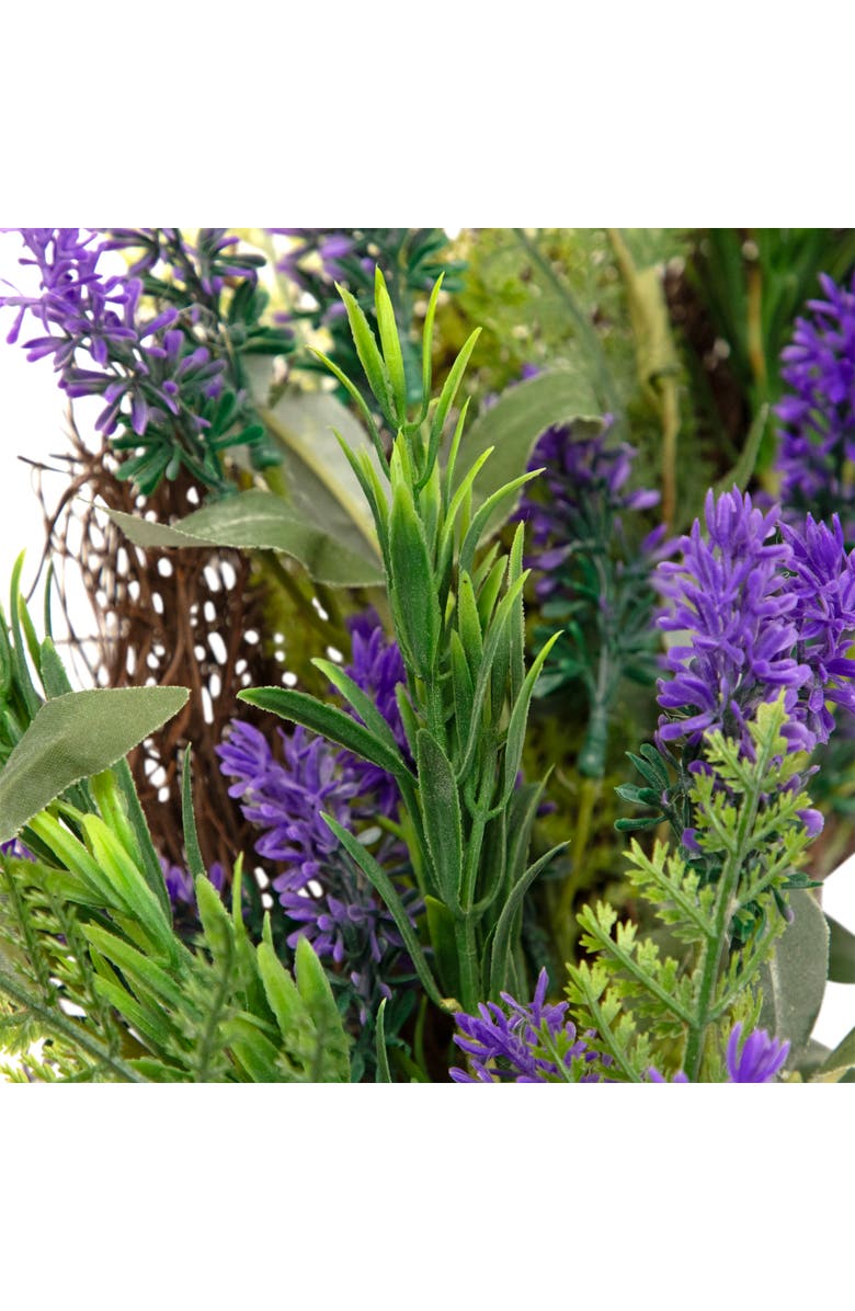 Northlight Lavender and Spring Foliage Artificial Floral Wreath - 24", Alternate, color, Purple