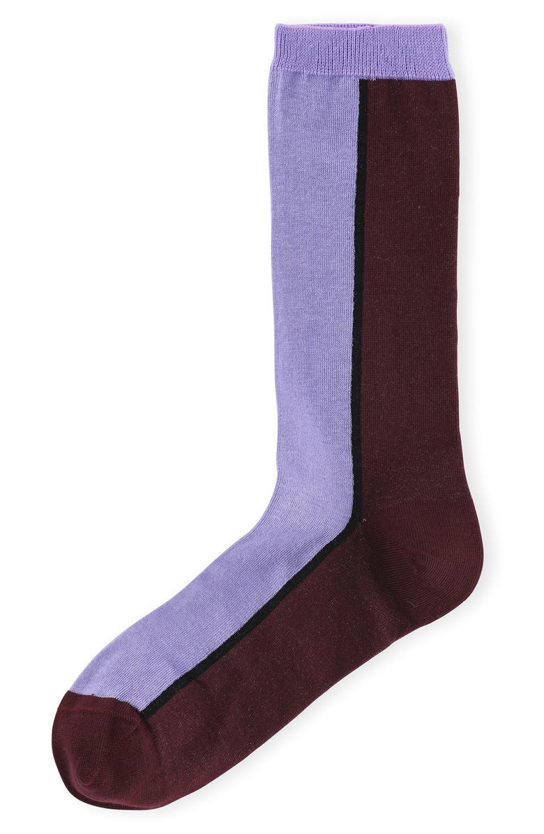 Ganni Colorblock Crew Socks, Main, color, 