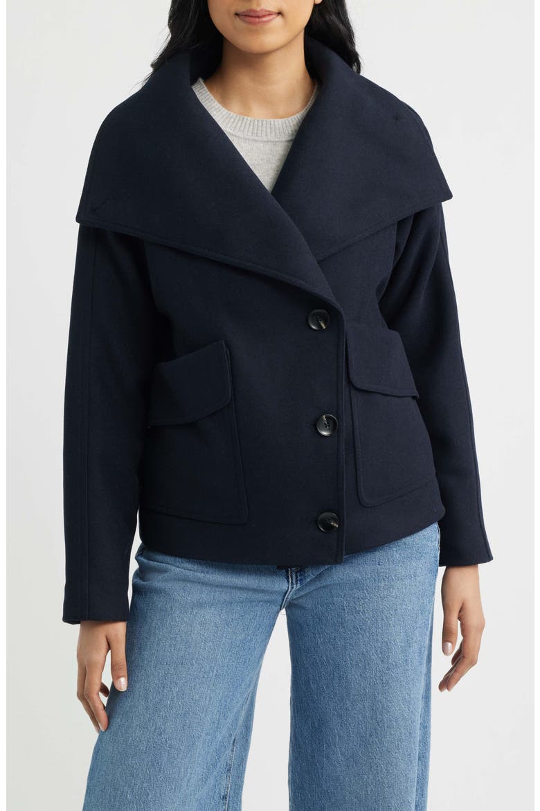 Double Breasted Flannel Coat, Main, color, NAVY