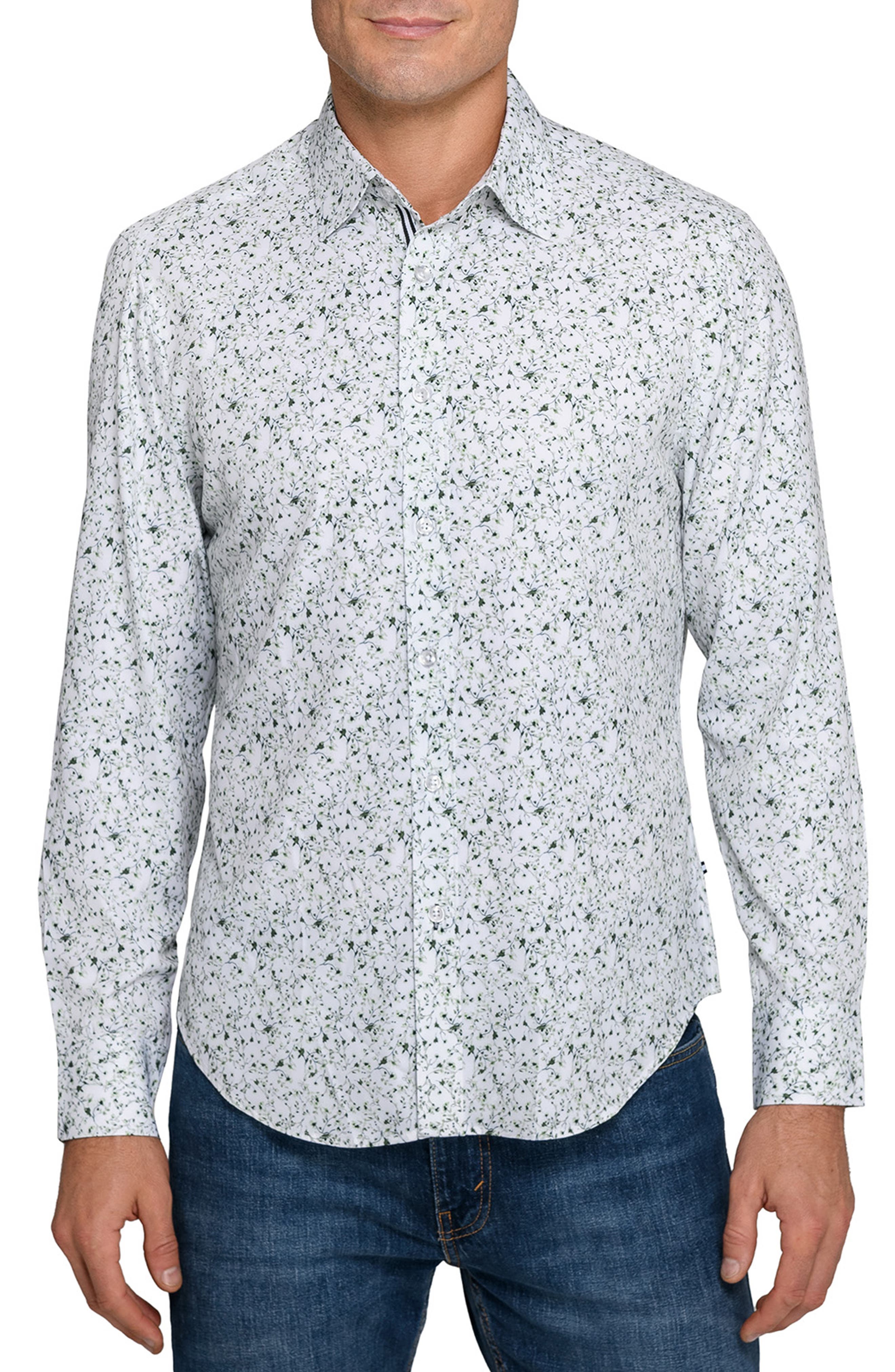 Botanical Print Woven Long Sleeve Basic