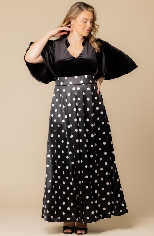 Kiyonna Radiant Opulence Mixed Media Ballgown In Black