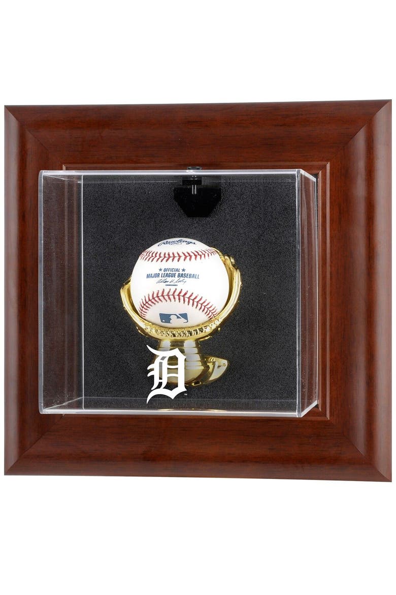 Detroit Tigers Brown Framed Wall-Mounted Logo Baseball Display Case, Main, color, Brown