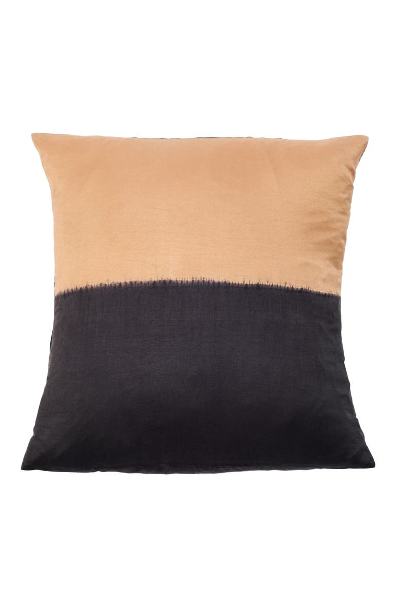 Studio Variously Kala Black & Gold Color Block Mulberry Silk Pillow, Main, color,