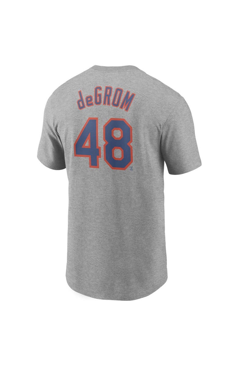 Nike Men's Nike Jacob deGrom Gray New York Mets Name & Number T-Shirt, Alternate, color, 