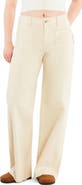 HINT OF BLU Patch Pocket Raw Hem Wide Leg Jeans