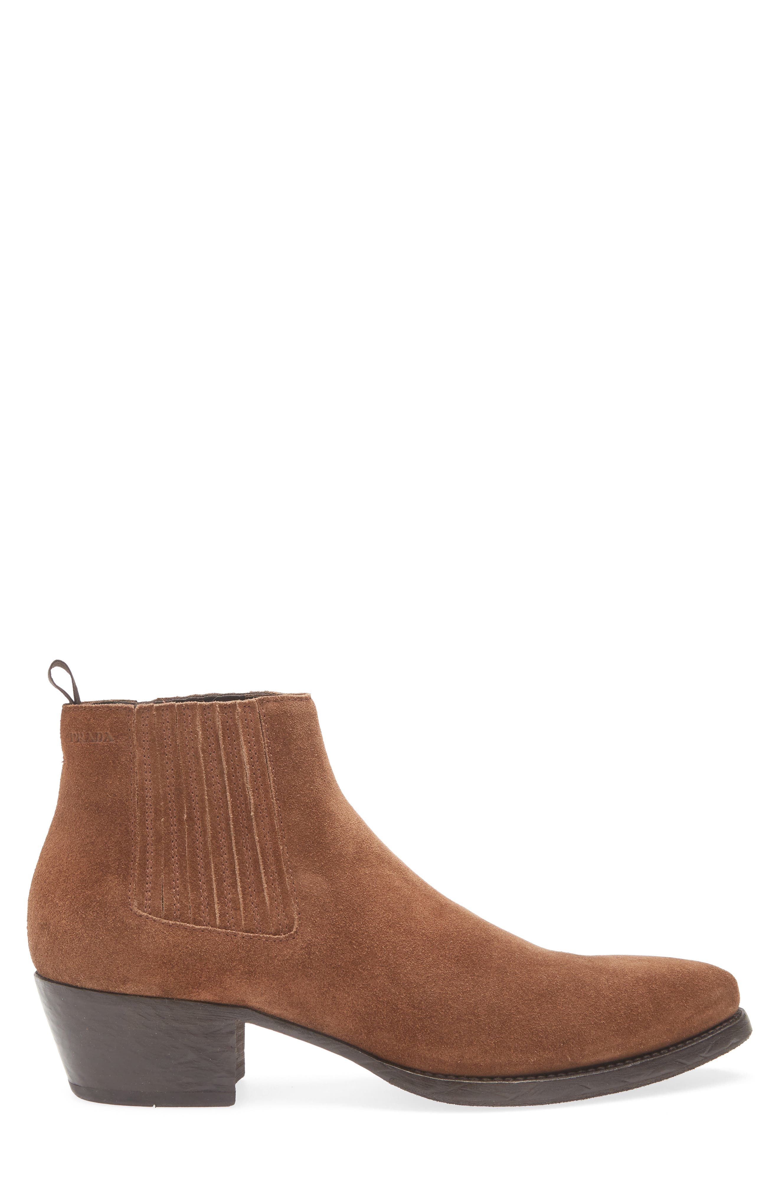 Prada Western Chelsea Boot, Alternate, color, Cacao
