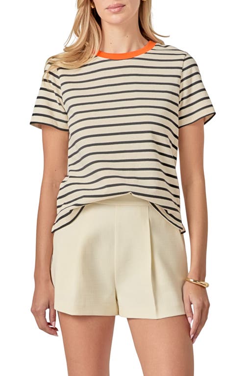 English Factory Contrast Crewneck Stripe T-shirt In Neutral