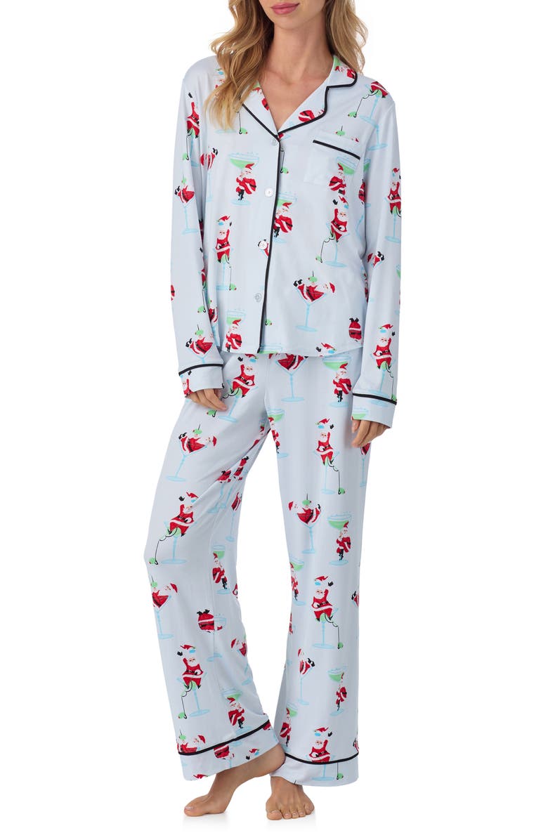 Room Service Pjs Long Sleeve Print Pajamas, Main, color, Blue Print