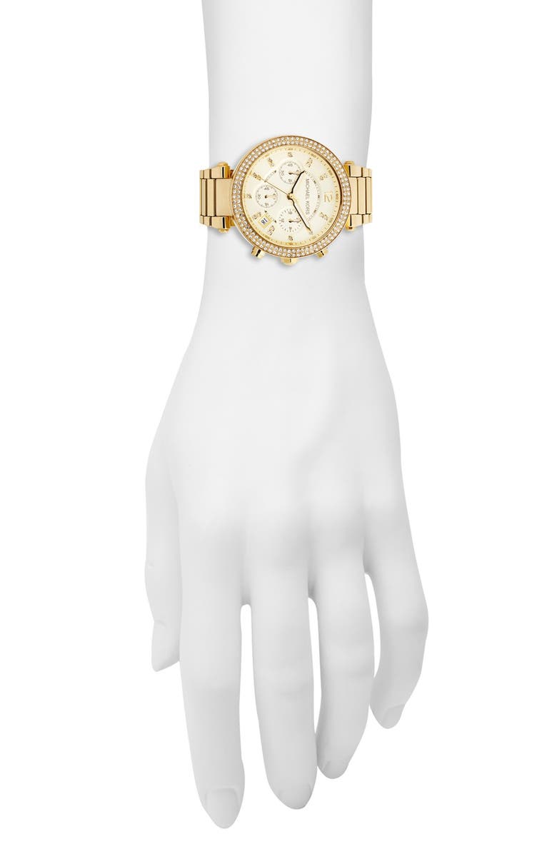 Michael Kors 'Parker' Chronograph Bracelet Watch, 39mm, Alternate, color, Gold