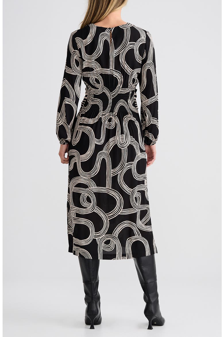 Turning Point Print Dress, Alternate, color, INK LINES PRINT
