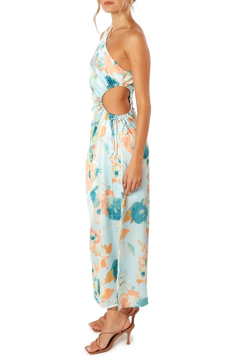 Petal & Pup Leighton Floral Print Asymmetric Cutout Dress, Alternate, color, Light Blue
