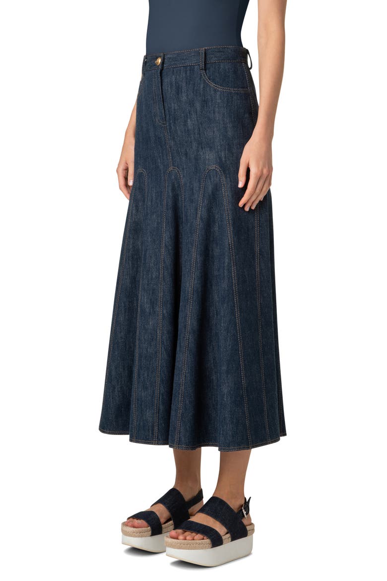 Denim Midi Skirt, Alternate, color, NAVY DENIM