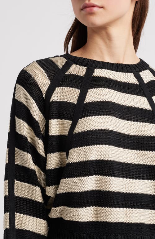 Frame Stripe Raglan Sleeve Crewneck Sweater In Multi
