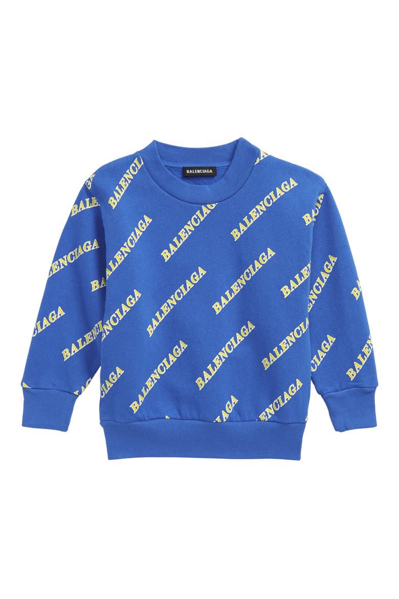 Kids' Sporty Logo Sweatshirt, Main, color, BLUE/ YELLOW