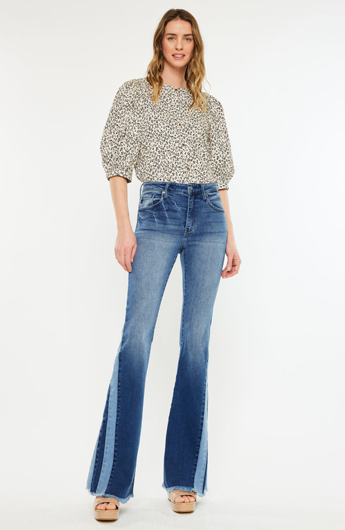 Kancan Treasure High Rise Flare Jeans In Blue
