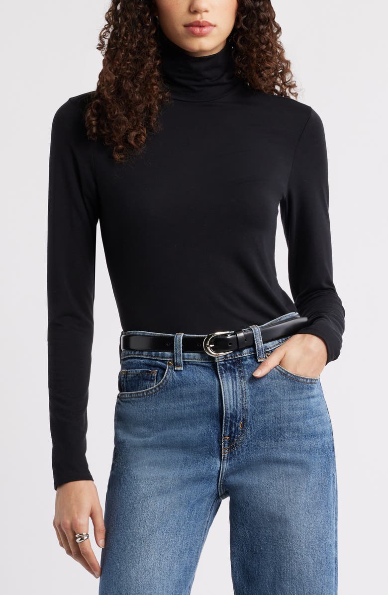 Nordstrom Turtleneck Knit Top, Main, color, Black