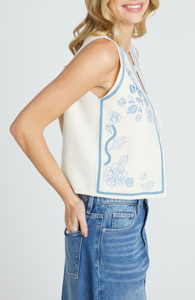 Driftwood Ravishing Roses Sweater Vest, Alternate, color, Cream