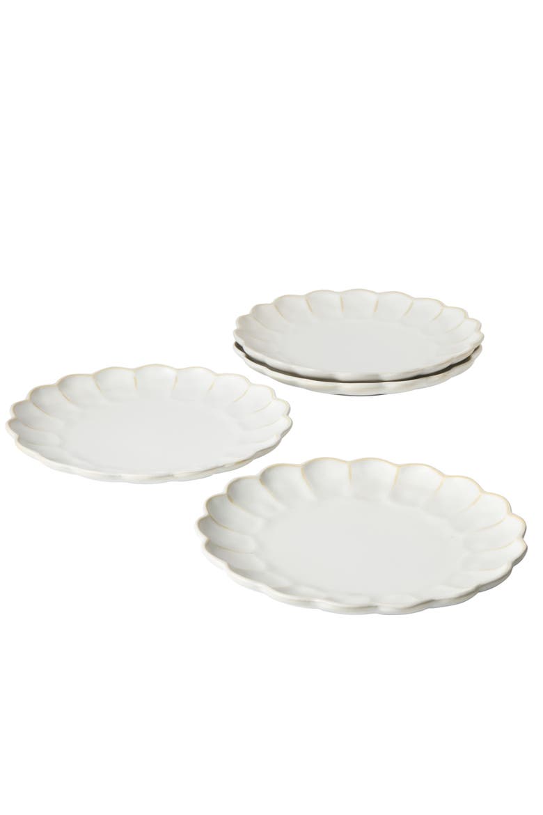Yuelu Bloom 10.75 Inch Embossed Scallop Dinner Plates Set of 4, Alternate, color, Jasmine White