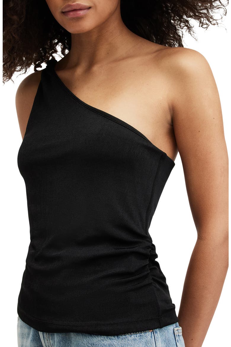 Echo One-Shoulder Top, Alternate, color, BLACK