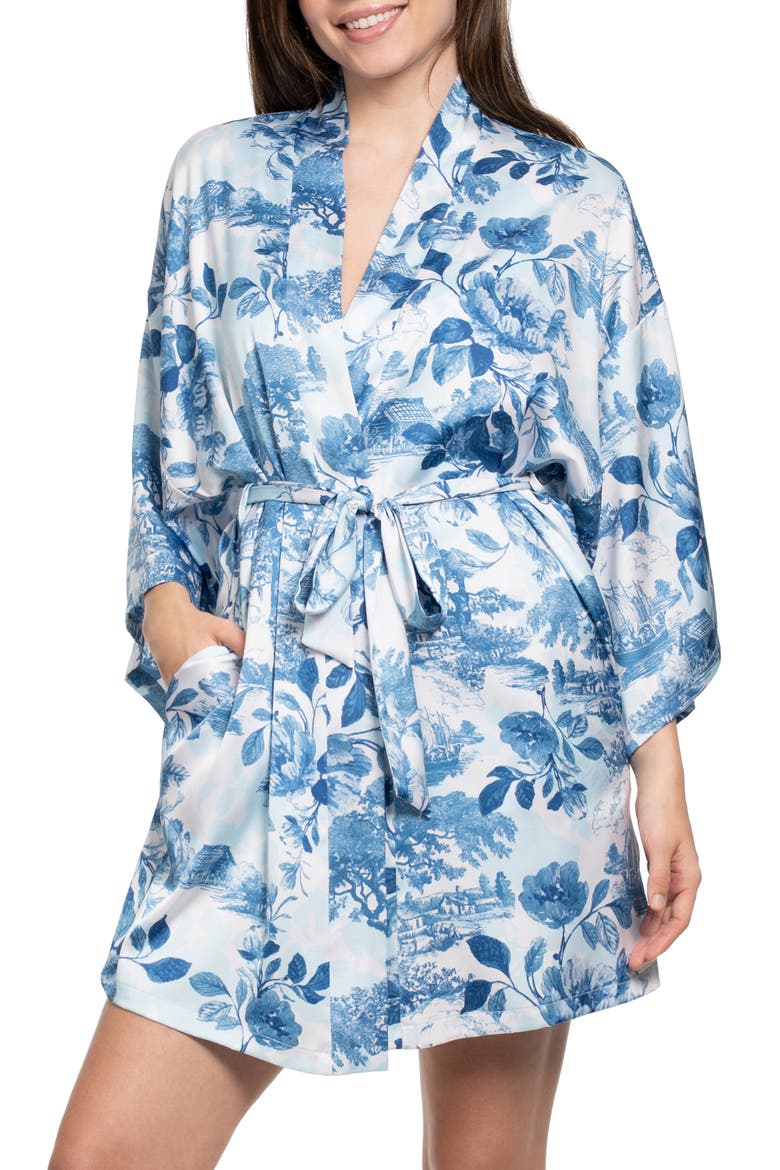 Floral Satin Wrap, Main, color, BLUE