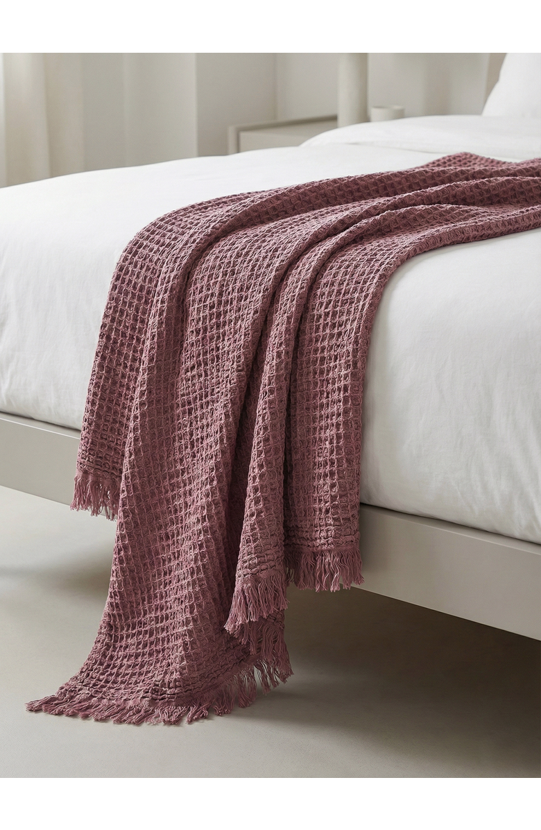 Anaya Turkish Cotton Waffle Throw, Alternate, color, Burgundy