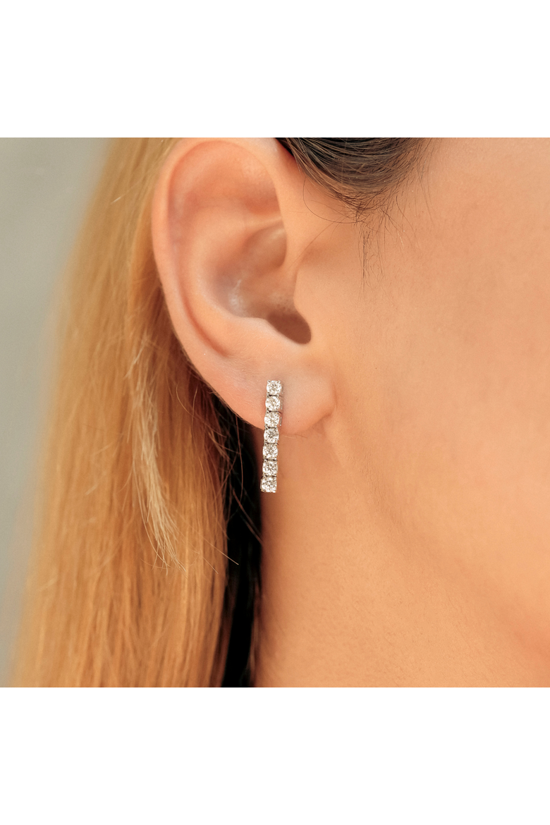 Sterling Silver Tennis Earring - Single, Alternate, color, Silver
