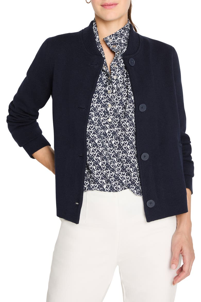 Knit Bomber Jacket, Main, color, DARK INDIGO