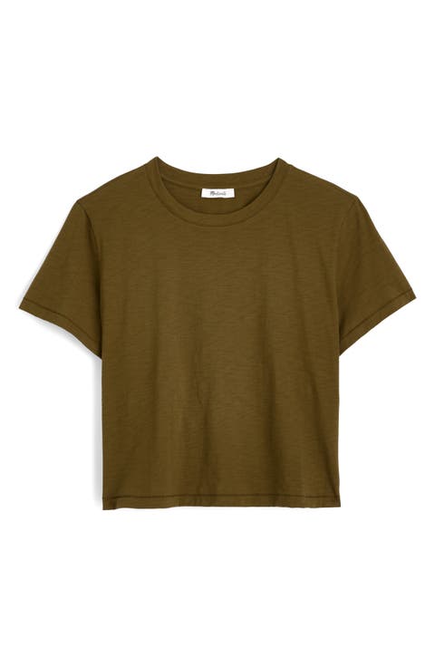 Boxy Crop Cotton Slub T-Shirt