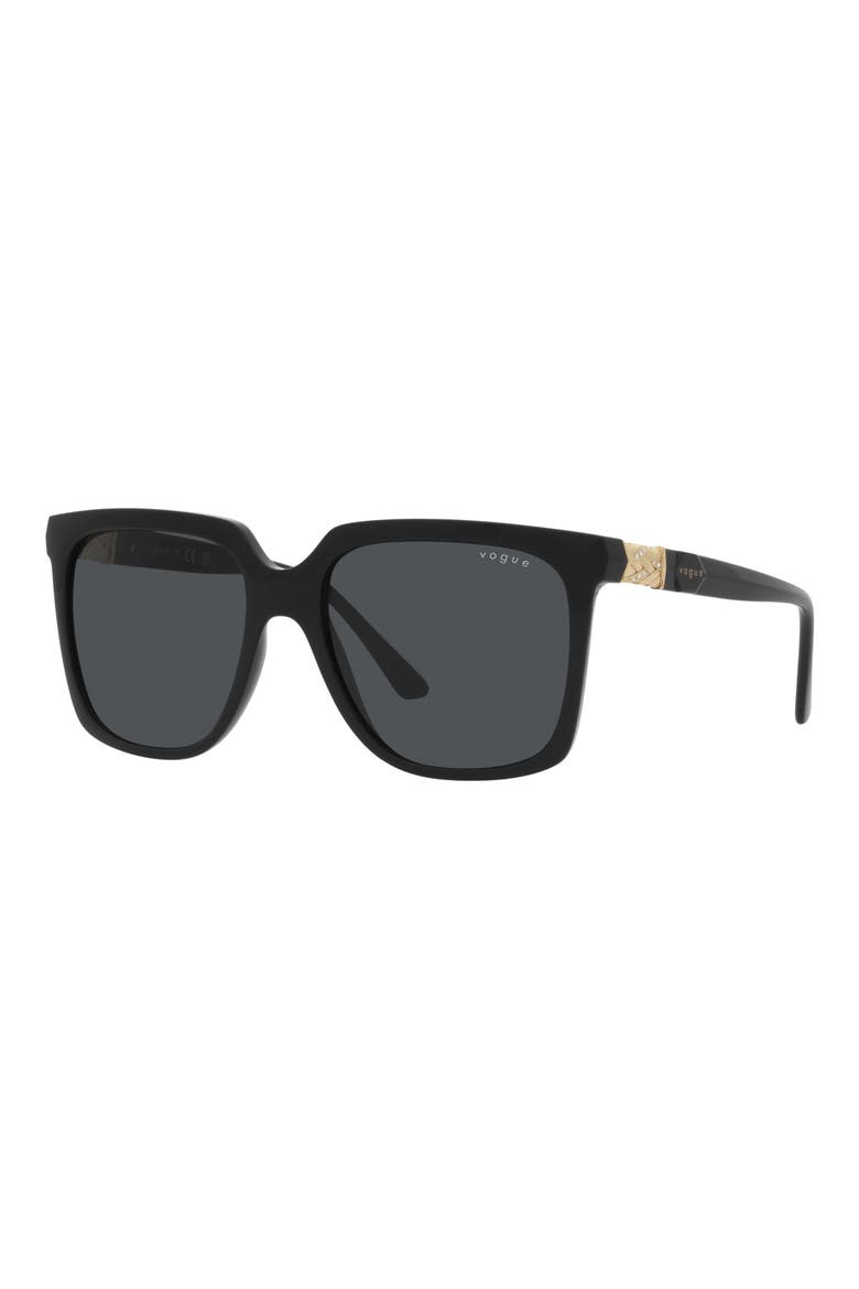 54mm Square Sunglasses, Alternate, color, BLACK