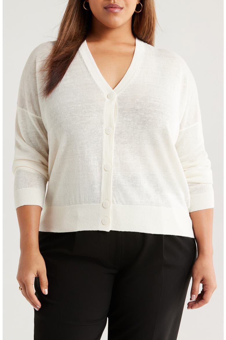 Linen Blend Cardigan, Main, color, IVORY TOFU