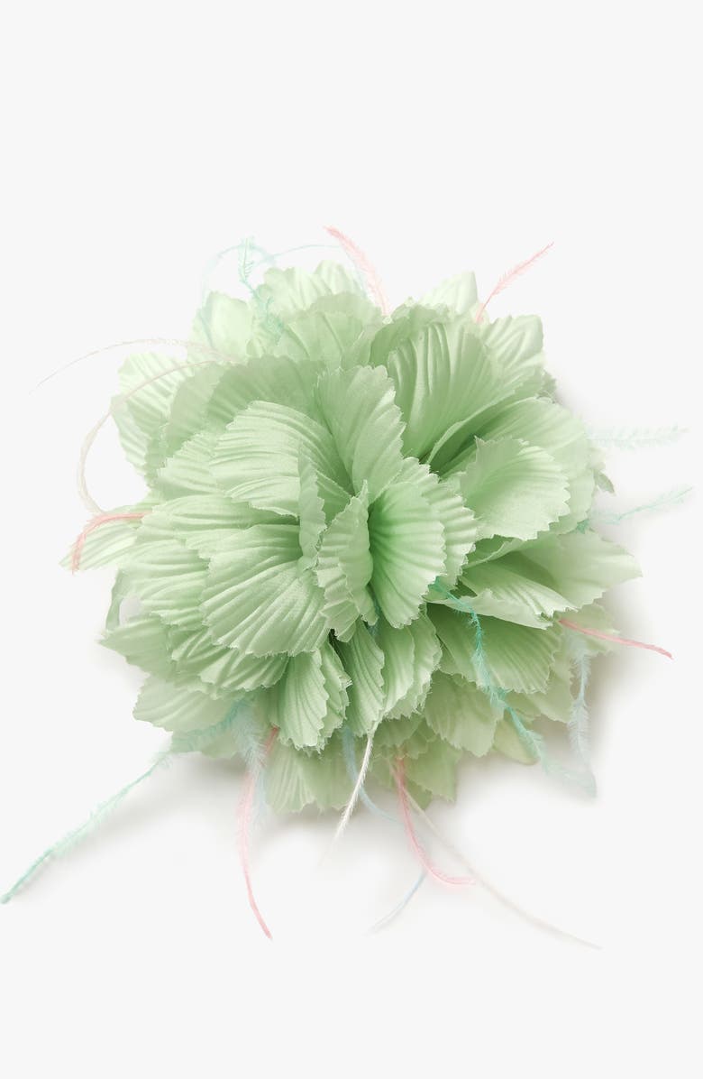 Helena Simon The Mint Chrysanthemum Duster Floral Brooch, Main, color, Mint