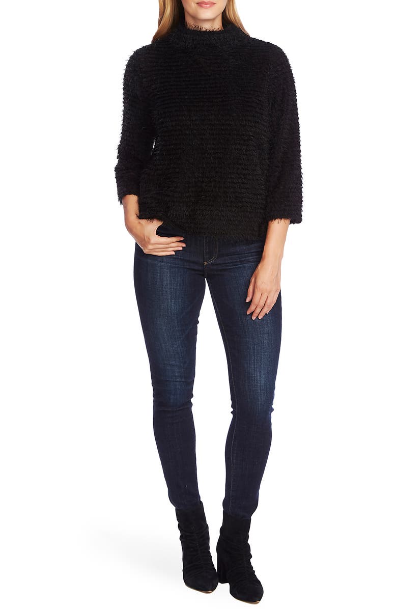 Vince Camuto Eyelash Fringe Stripe Sweater, Alternate, color, 