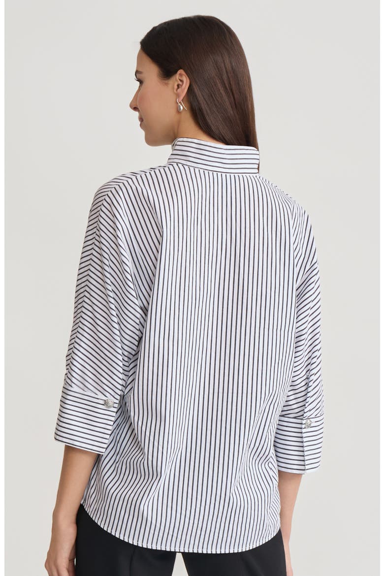 Pinstripe Dolman Sleeve Cotton Blouse, Alternate, color, Black/White