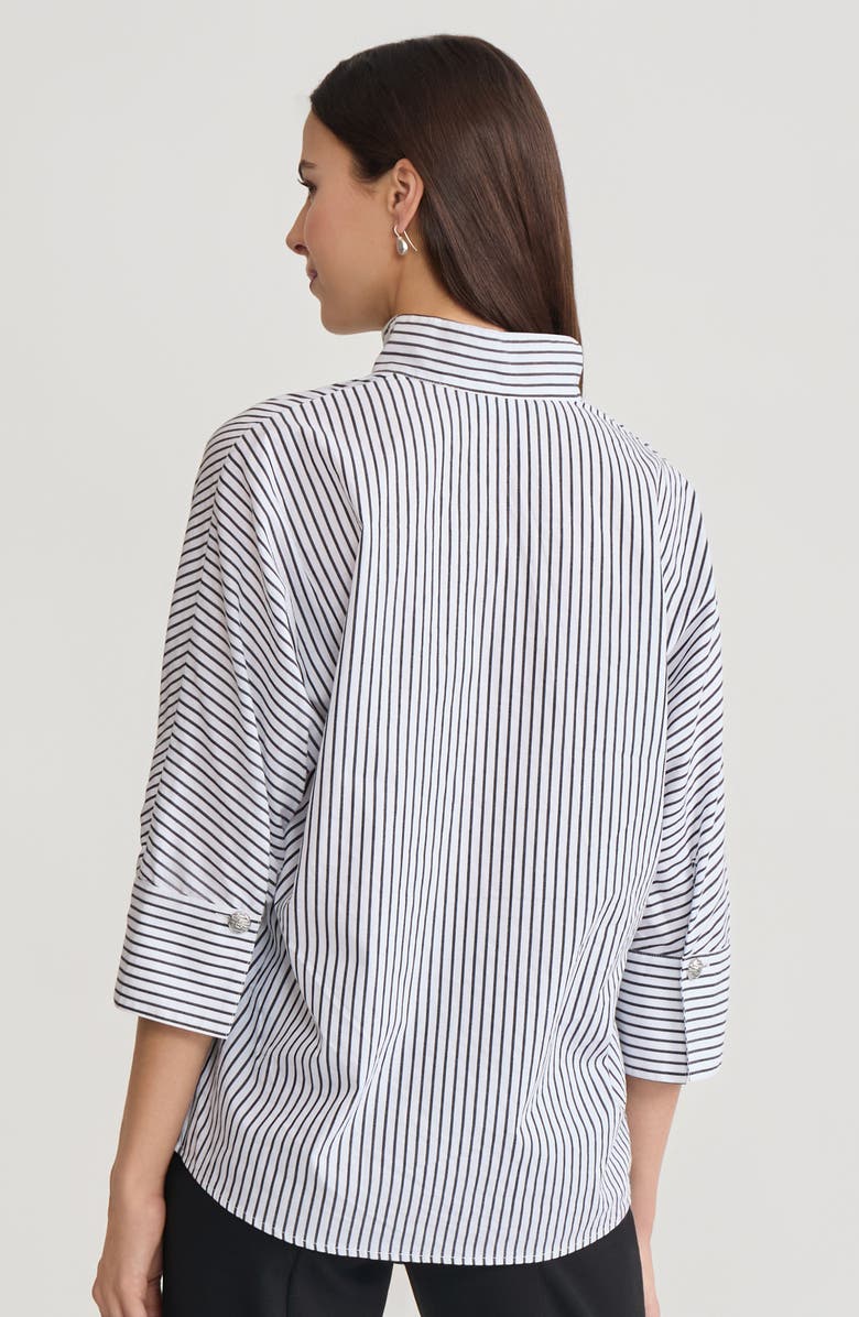 Ming Wang Pinstripe Dolman Sleeve Cotton Blouse, Alternate, color, Black/White