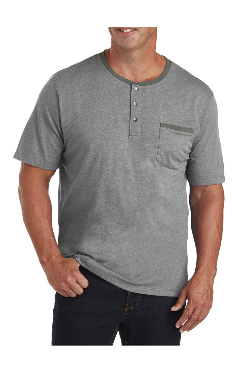 Harbor Bay by DXL Slub Henley Shirt, Main, color, Grey Heather