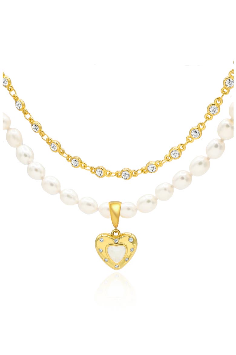 Lolita Two-Strand Freshwater Pearl Pendant Necklace, Main, color, GOLD / WHITE
