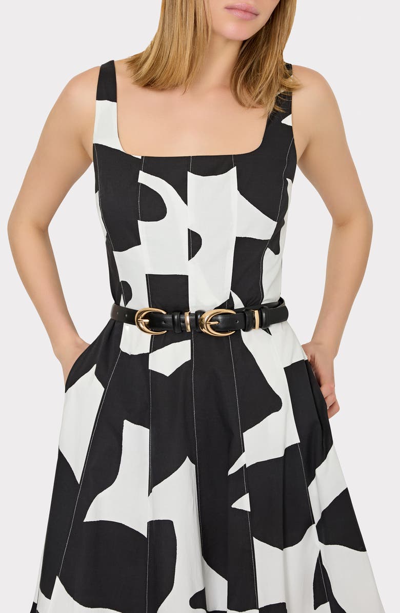 Milly Grand Foliage Stretch Cotton Poplin Dress, Alternate, color,