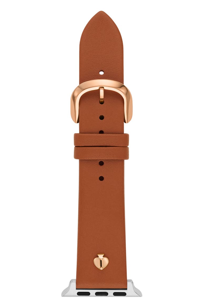 leather 20mm Apple Watch® watchband, Alternate, color, BROWN