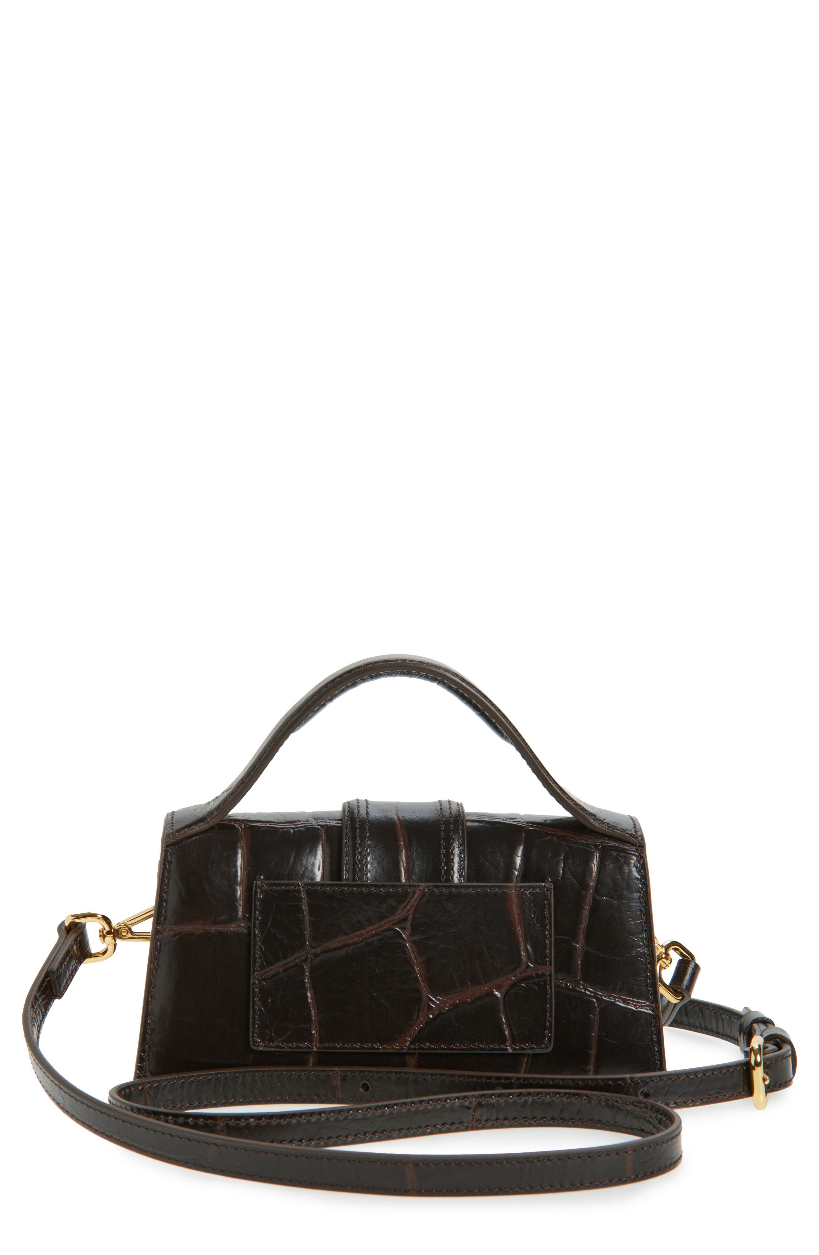 Jacquemus Le Bambino Croc-Embossed Leather Shoulder Bag, Alternate, color, Dark Brown 880