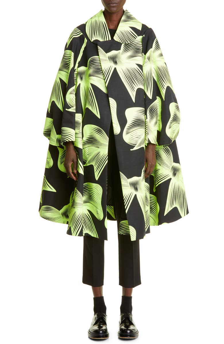 Comme des Garçons Oversize Bow Print Cotton Blend Ottoman Coat, Main, color,