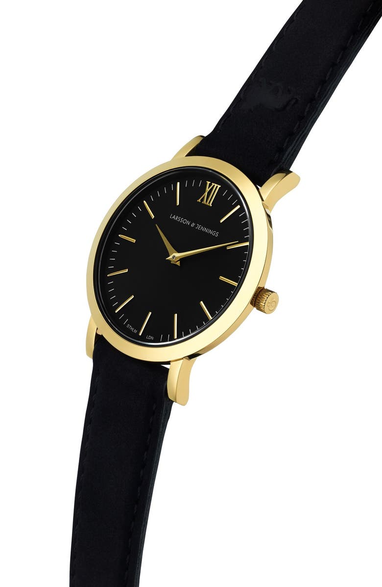 LARSSON & JENNINGS 'Lugano' Leather Strap Watch, 33mm, Alternate, color, 